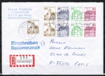 Bund B+S-Heftblatt 3,- DM mit roter 60 Pf B+S - Marke als portoger. H-Blatt-MiF auf Auslands-Einschreibe-Brief bis 20g von 1987 n. Frankreich, AnkStpl.