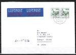 Bund 920 als portoger. MeF mit 2x 200 Pf B+S - Serie als waagr. Bogen-Paar auf bersee-Luftpost-Brief 20-50g von 1993-2002 nach China, AnkStpl.