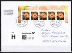 Bund 2505 als portoger. MeF mit 5x 35 Cent Blumen-Serie aus Bogen mit Rand auf Kompakt-Prio-Brief 20-50g von 2017-2019, codiert
