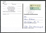 Bund ATM 1 - - 2 Marken zu 60 Pf jeweils als portoger. EF auf hin-her-gelaufener Antwort-Postkarte vom Oktober 1989