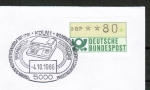 Bund ATM 1 - Marke zu 80 Pf in Spritzguss-Type als portoger. EF auf Inlands-Brief bis 20g mit Abbildung des 1. Schalterdruckers im Stempel !