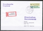 Bund ATM 1 - Marke zu 250 Pf in Spritzguss-Type als portoger. EF auf Einschreib-Drucksache bis 20g von 1982-1989 in die DDR - im Ankauf gesucht !