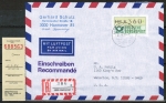Bund ATM 1 - Marke zu 360 Pf in Gravur-Type als portoger. EF auf Luftpost-Einschreibe-Brief 5-10g von 1984 in die USA/Claim-Check, TQ PWZ, Hannover/ed