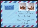 Bund 1385 als portoger. MeF mit 2x 70 Pf Wohlfahrt 1988 auf Luftpost-Brief bis 5g von 1988-1989 in die USA/Code