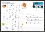 Bund 2972 Skl. (Mi. 3016) als portoger. EF mit 45 Cent Schloss Glücksburg als Skl.-Marke auf Inlands-Postkarte von 2013-2019, codiert
