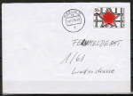 Postalisch gelaufener Brief mit einer Marken-ähnlichen Vignette / Spendenmarke zu 50 Pf "Unterstützt die Rote Hilfe" vom November 1974
