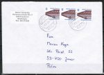 Bund 1379 als portoger. MeF mit 3x 40 Pf SWK aus Rolle auf Auslands-Brief bis 20g von 1988-1989 nach Polen, AnkStpl.