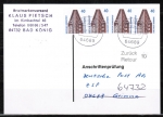 Bund 1379 als portoger. MeF mit 4x 40 Pf SWK aus Bogen auf Einzel-Anschriftenprüfungs-Postkarte von 1997-2002, codiert