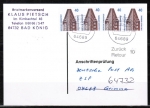 Bund 1379 als portoger. MeF mit 4x 40 Pf SWK aus Bogen auf Einzel-Anschriftenprfungs-Postkarte von 1997-2002, codiert