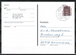 Bund 2299 als portoger. EF mit 0,45 ¤ SWK aus Bogen, Sicherheitsfarbe in Farbe, auf Inlands-Postkarte von 2003-2019, codiert