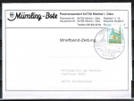 Bund 1406 als portoger. EF mit 100 Pf SWK "Alttting" D/u.g. aus Nasskl.-MH auf Streifbandzeitung bis 50g von 1995-1996