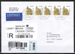 Bund 2300 Skl u.g. (Mi. 2304) als portoger. MeF mit 5x 0,55 ¤ SWK aus Skl.-MH auf Europa-Einschreib-Brief von 2006-2010 in die Schweiz / Label