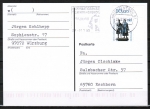 Bund 1934 als portoger. EF mit 100 Pf SWK "Goethe/Schiller" aus Bogen mit Ober/Eckrand auf Inl.-Postkarte von 1997-2002, codiert