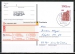Bund 1562 als portoger. EF mit 400 Pf SWK aus Bogen mit Oberrand auf Inl.-Einwurf-Einschreibe-Postkarte von 1997-2002, codiert