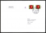 Bund 3114 als portoger. MeF mit 2x 62 Cent Blumen aus Rolle auf "A-Post - Midi-Brief" ber 100g vom ZAG Bsingen in die Schweiz, 14x20 cm