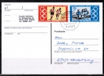 Bund 888+889 als Zdr. als portoger. Zdr.-EF mit 30+70 Pf Zdr. aus Oly-Montreal-Block 12 auf Inlands-Postkarte von 2001, codiert