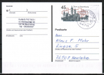 Bund 3264 als portoger. EF mit 45 Cent Naumburger Dom auf Inlands-Postkarte von 2016-2019, codiert
