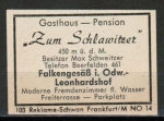 Zndholz-Etikett Oberzent / Falken-Ges, Gasthaus und Pension "Zum Schlawitzer" - Max Schweitzer, um 1970