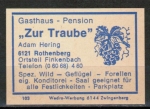 Zndholz-Etikett Oberzent / Finkenbach, Gasthaus und Pension "Zur Traube" - Adam Hering, um 1970