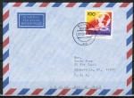 Bund 1492 als portoger. EF mit 100 Pf Tourismus-Börse auf VGO-Übersee-Luftpost-Brief bis 10g vom März 1991 in die USA, vs. codiert