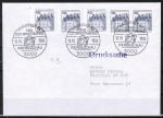 Bund 913 o.g. als portoger. MeF mit 5x 10 Pf B+S - Serie oben geschnitten im Buchdruck aus MH auf Inlands-Drucksache bis 20g mit SST von 1986
