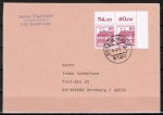 Bund 1028 als portoger. MeF mit 2x roter 60 Pf B+S - Marke als Ober-Eckrand-Bogenpaar auf Ausl.-Brief bis 20g von 1982-1989 in die UdSSR, AnkStpl.
