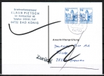 Bund 918 als portoger. MeF mit 2x 70 Pf B+S als waagr. Bogen-Paar auf Einzel-Anschriftenprfungs-Postkarte von 1993-1997, codiert + rs. Stpl.