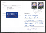 Bund 2463 als portoger. MeF mit 2x 50 Cent Blumen / Aster aus Rolle auf bersee-Luftpost-Postkarte von 2005-2010 nach China / AnkSt.