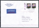 Bund 2463 als portoger. MeF mit 2x 50 Ct. Blumen / Aster aus Bogen mit Rand auf Europa-Kompakt-Brief 20-50g von 2006-2008 nach Großbritannien, codiert