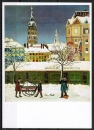 Ansichtskarte von Petra Moll (1921-1989) - "München, Viktualinmarkt im Winter"
