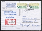 Bund ATM 1 - - 2 Marken zu 250 Pf mit "Misch-Type"-Ziffern - als portoger. MeF auf Einschreib-Päckchen-Adresse vom Februar 1987 mit Quittungen