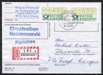 Bund ATM 1 - - 2 Marken zu 250 Pf mit "Misch-Type"-Ziffern - als portoger. MeF auf Einschreib-Pckchen-Adresse vom Februar 1987 mit Quittungen