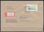 Bund ATM 1 mit dickem DBP - Marke zu 520 Pf als portoger. EF auf Inlands-Einschreibe-Brief 20-50g von 1992-1993 mit Einl.-Schein, B6-Format