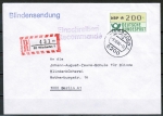 Bund ATM 1 - Marke zu 200 Pf in Spritzguss-Type als portoger. EF auf Einschreib-Blindensendung vom 9.10.1982 nach Berlin, Terminal-Stempel WI / tb