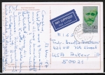 Bund 973 als portoger. EF mit 90 Pf Janusz Korczak auf Luftpost-Postkarte von 1987 in die USA