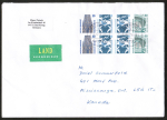 Bund Heftblatt 50/10/10/80 Pf SWK aus MH zu 3,- DM als portoger. Heftblatt-EF auf Welt-Land-Brief 14x20 cm bis 50g von 1993-2002 nach Kanada, OHNE Code