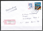 Bund 1428 als portoger. MiF mit 250 Pf Frauen und 100 Pf Sondermarke auf Inlands-Einschreibe-Brief bis 20g von 1989-1992