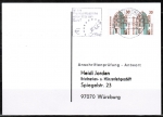 Bund 1339 als portoger. MeF mit 2x 30 Pf SWK aus Bogen auf Sammel-Anschriftenprüfungs-Postkarte von 1993-2002