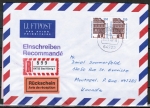 Bund 1746 als portoger. MeF mit 2x 550 Pf SWK als Bogen-Paar auf Luftpost-Einschr.-Rckschein-Brief 20-50g von 1994-1997 n. Kanada, Ank. auf RSch.