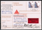 Bund 1811 als portoger. MeF mit 2x 640 Pf SWK aus Rolle auf Eil-Nachnahme-Postkarte von 1995-1997, AnkStpl.