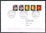 Bund Blumen-Zdr. 5/5/10/10/20 Ct. Krokus / Tulpe Tagetes D/u.g. aus Zdr.-Blatt auf Büsingen-Brief in die Schweiz von 2007-2010, codiert