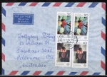 Bund 840 + 841 als 30 Pf berfrank. MiF mit je 2x 40 + 50 Pf Europa 1975 auf Luftpost-Brief 5-10g von1975 nach Australien