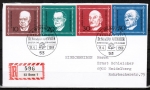 Bund 554-557 als portoger. MiF mit 10-50 Pf EZM aus Adenauer-Block 4 auf Inlands-Einschreibe-Brief bis 20g mit ESST von 1968