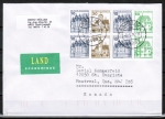 Bund B+S-Heftblatt 2,- DM mit grner 50 Pf im Letterset-Druck als portoger. H-Blatt-EF auf bersee-Land-Brief bis 20g von 1993-2002 n. Kanada/codiert