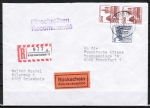 Bund 998 als portoger. MiF mit 2x 210 Pf + 10 Pf je B+S - Serie aus Rolle auf Inlands-Einschreibe-Rckschein-Brief bis 20g von 1982-1989
