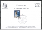 Bund 1314 - 80 Pf Karl May auf Erinnerungs-Karte mit Karl-May-Werbestempel von 1987