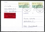 Bund ATM 1 - Marken zu 180 + 120 Pf als portoger. MiF auf Inlands-Eilboten-Postkarte vom Ersttag / 2.1.1981, AnkStpl.