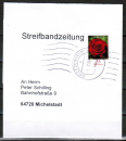 Bund 2669 Skl. (Mi. 2675) als portoger. EF mit 55 Cent Blumen / Gartenrose als Skl.-Marke auf Streifbandzeitung bis 50g von 2008-2011