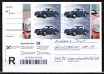 Bund 3201 als portoger. MeF mit 4x 70 Cent Porsche-Auto auf Einwurf-Einschreib-Postkarte von 2019-heute, codiert