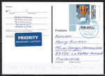 Bund 3705 als portoger. EF mit 95 Cent Briefe-Dauerserie aus Bogen mit Strichcode-ER auf Auslands-Postkarte von 2022-heute nach Frankreich, codiert